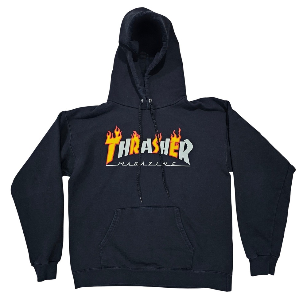Thrasher Flame Logo Men S Black Hoodie Sweatshirt Skate Graphic